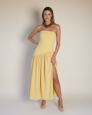 Amelia - Limon Rengi Maxi Elbise