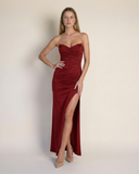 Monroe - Şarap Rengi Maxi Elbise