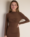 Rhea - Kahverengi Mini Elbise