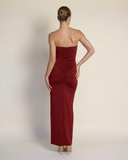 Monroe - Şarap Rengi Maxi Elbise