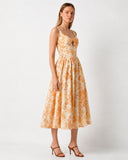 Lilou Floral Orange Midi Dress