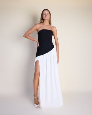 Maliyah - Siyah/Beyaz Uzun Elbise